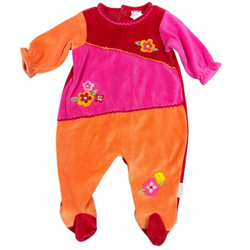 Little Me Baby Girl Velour Footie Pajamas Sleeper 6 Months Rainbow Floral